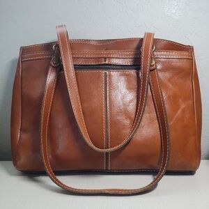 Patricia Nash Poppy Cognac Italian Leather Tote Bag